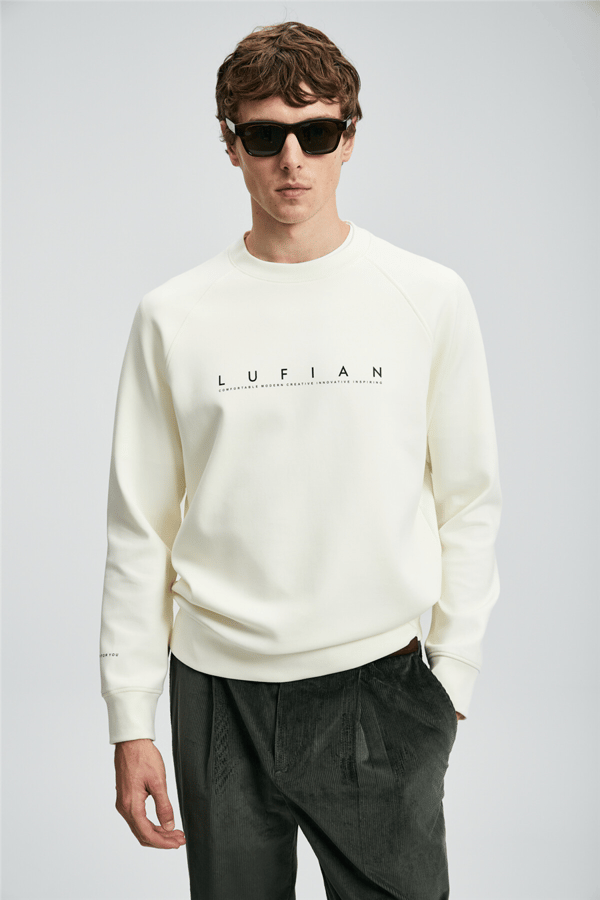 Lufian 112030177 Cooper Erkek Sweatshirt Kırık Beyaz