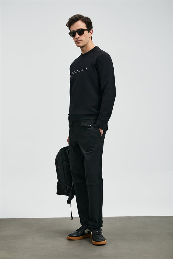 Lufian 112030177 Cooper Erkek Sweatshirt Siyah
