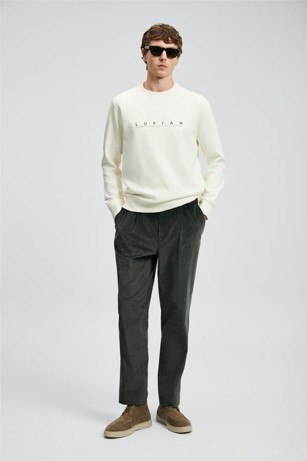Lufian 112030177 Cooper Erkek Sweatshirt Kırık Beyaz