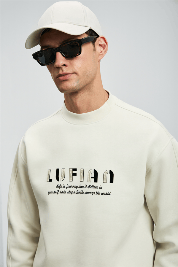 Lufian 112030178 Oracle Erkek Sweatshirt Kırık Beyaz