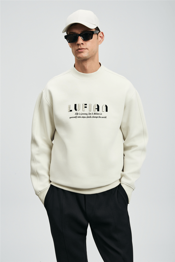 Lufian 112030178 Oracle Erkek Sweatshirt Kırık Beyaz