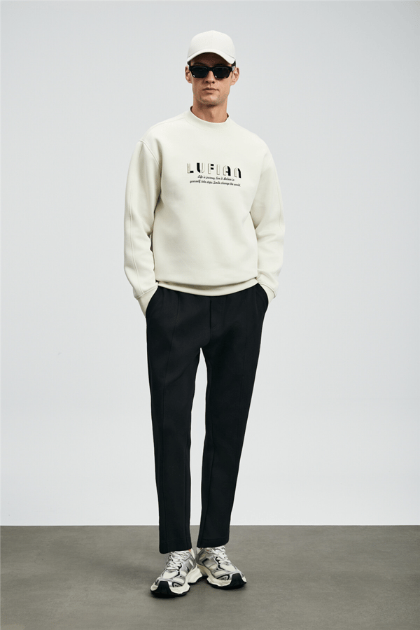Lufian 112030178 Oracle Erkek Sweatshirt Kırık Beyaz