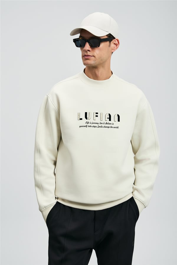 Lufian 112030178 Oracle Erkek Sweatshirt Kırık Beyaz