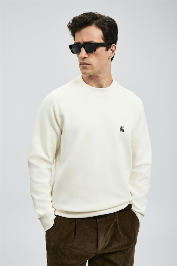 Lufian 112030179 Grant Erkek Sweatshirt Kırık Beyaz