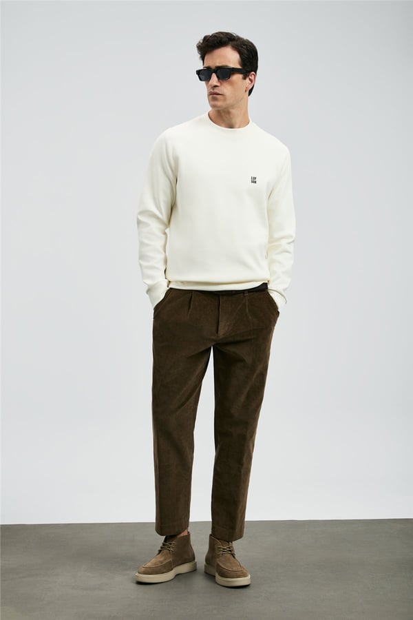 Lufian 112030179 Grant Erkek Sweatshirt Kırık Beyaz