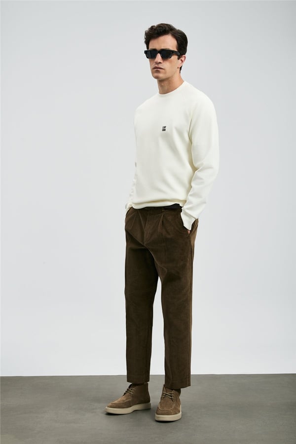 Lufian 112030179 Grant Erkek Sweatshirt Kırık Beyaz