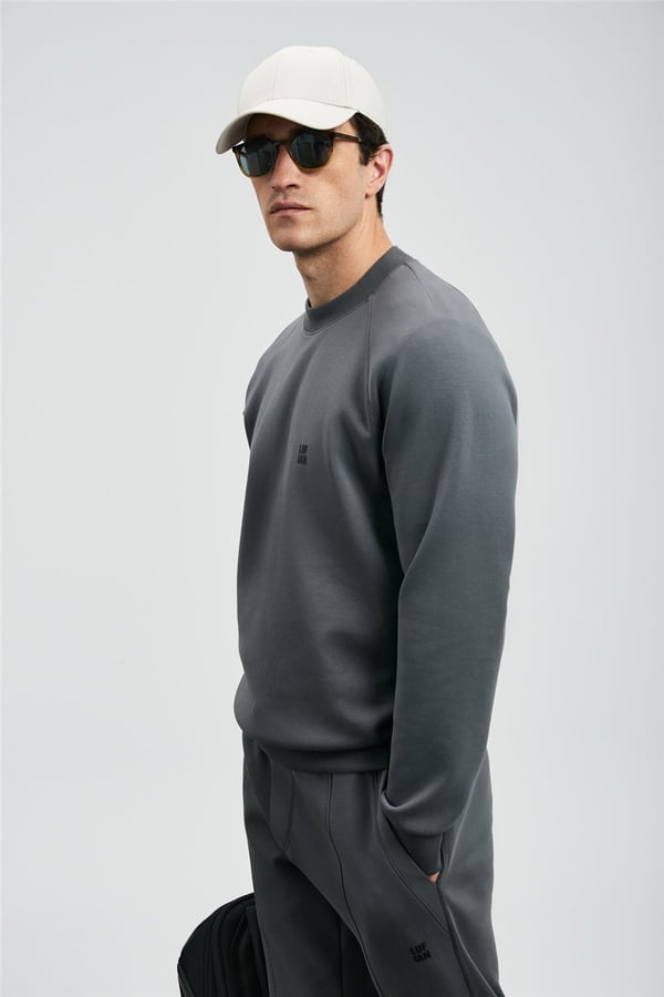 Lufian 112030179 Grant Erkek Sweatshirt Koyu Gri