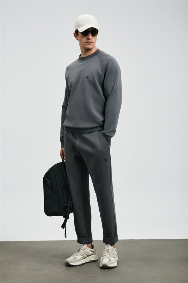 Lufian 112030179 Grant Erkek Sweatshirt Koyu Gri