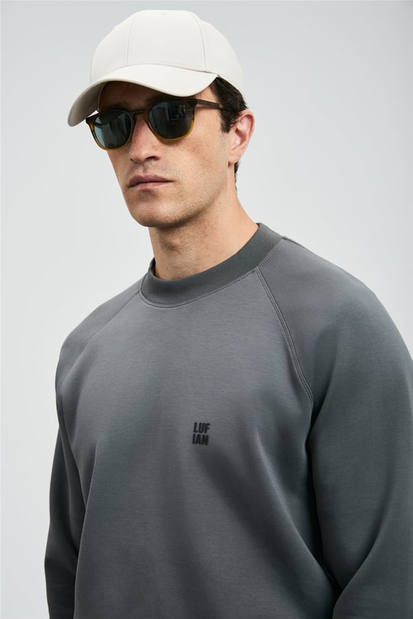 Lufian 112030179 Grant Erkek Sweatshirt Koyu Gri