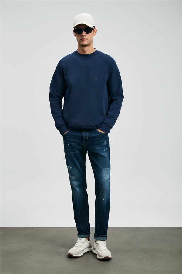 Lufian 112030179 Grant Erkek Sweatshirt Lacivert
