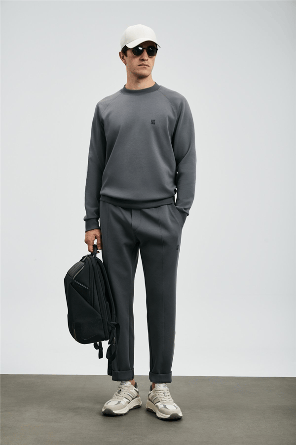Lufian 112030179 Grant Erkek Sweatshirt Koyu Gri