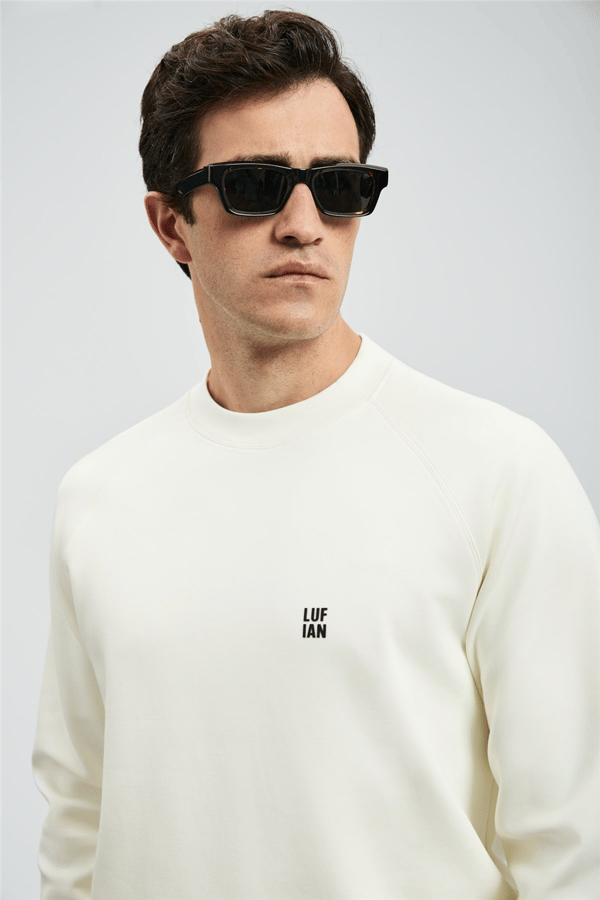 Lufian 112030179 Grant Erkek Sweatshirt Kırık Beyaz