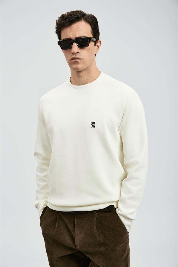 Lufian 112030179 Grant Erkek Sweatshirt Kırık Beyaz