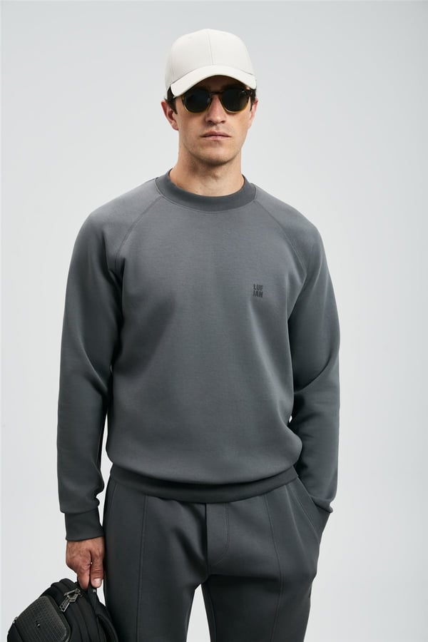 Lufian 112030179 Grant Erkek Sweatshirt Koyu Gri