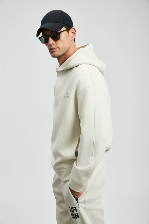 Lufian 112030180 Road Erkek Sweatshirt Kırık Beyaz