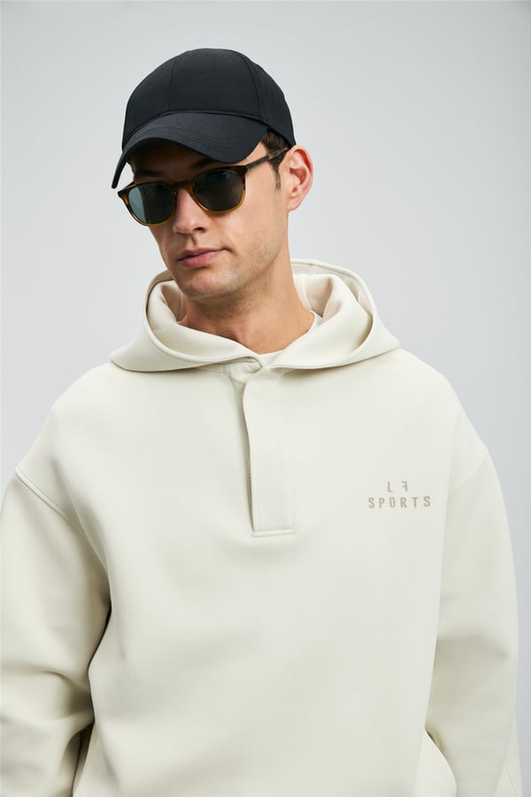 Lufian 112030180 Road Erkek Sweatshirt Kırık Beyaz