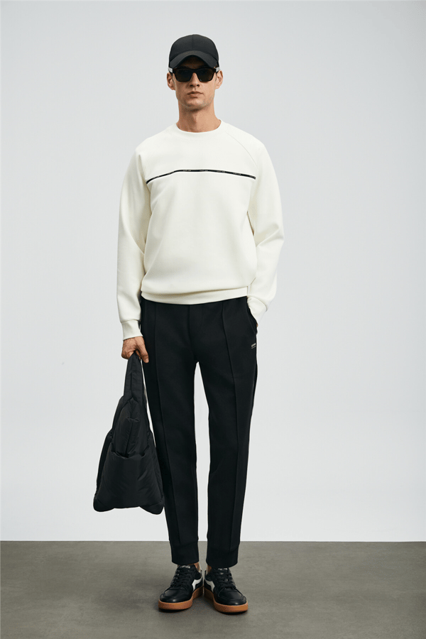 Lufian 112030181 Cosmo Erkek Sweatshirt Kırık Beyaz