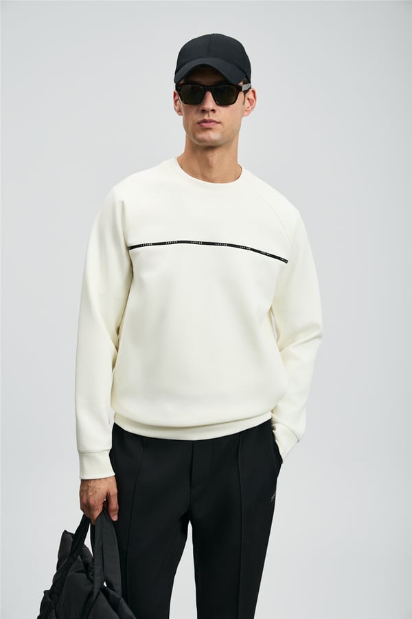 Lufian 112030181 Cosmo Erkek Sweatshirt Kırık Beyaz