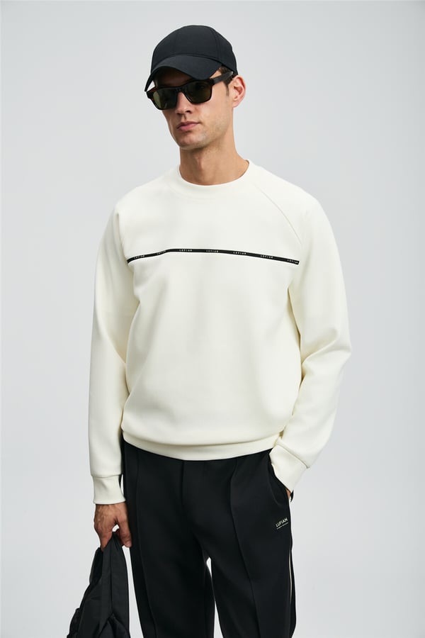 Lufian 112030181 Cosmo Erkek Sweatshirt Kırık Beyaz