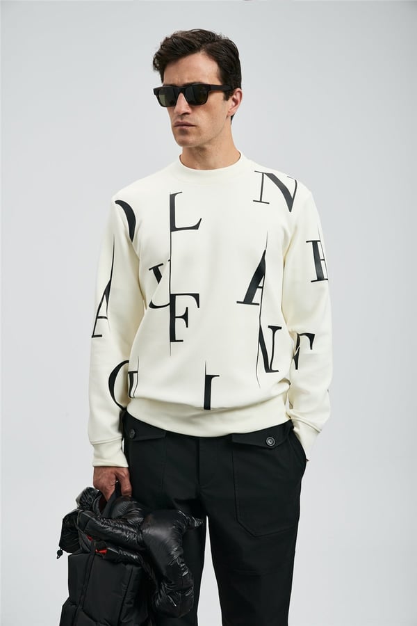 Lufian 112030184 Tiffany Erkek Sweatshirt Kırık Beyaz