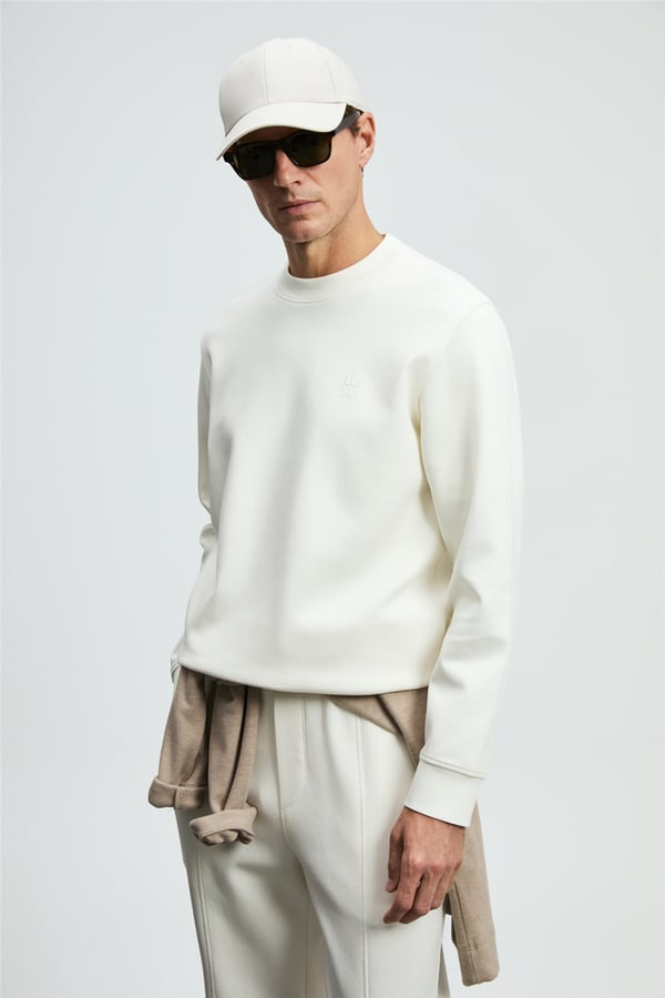 Lufian 112030192 Grand Erkek Sweatshirt Kırık Beyaz