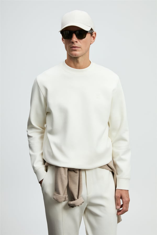 Lufian 112030192 Grand Erkek Sweatshirt Kırık Beyaz