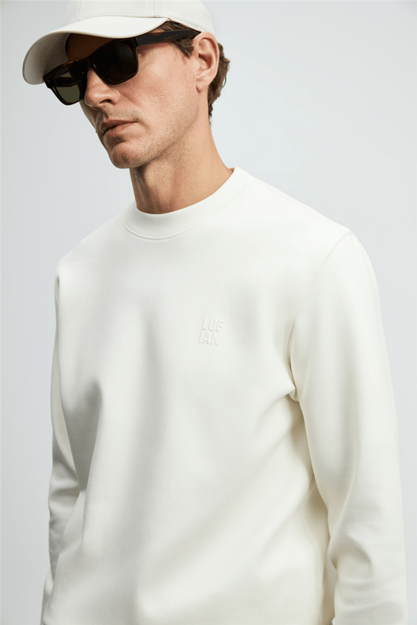 Lufian 112030192 Grand Erkek Sweatshirt Kırık Beyaz
