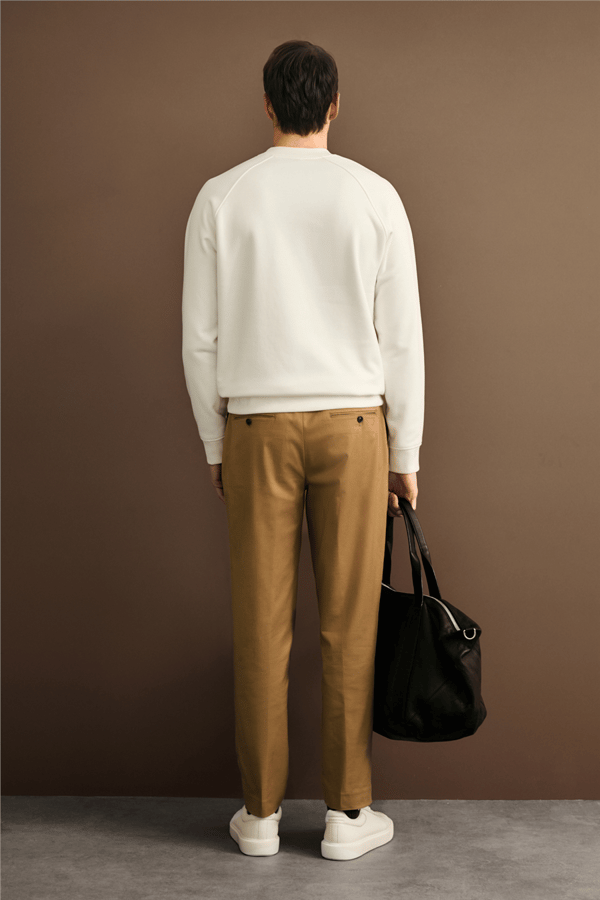 Lufian 112030193 Blake Erkek Sweatshirt Kırık Beyaz