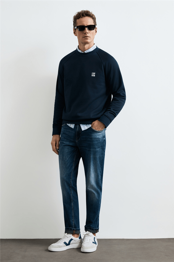 Lufian 112030193 Blake Erkek Sweatshirt Lacivert