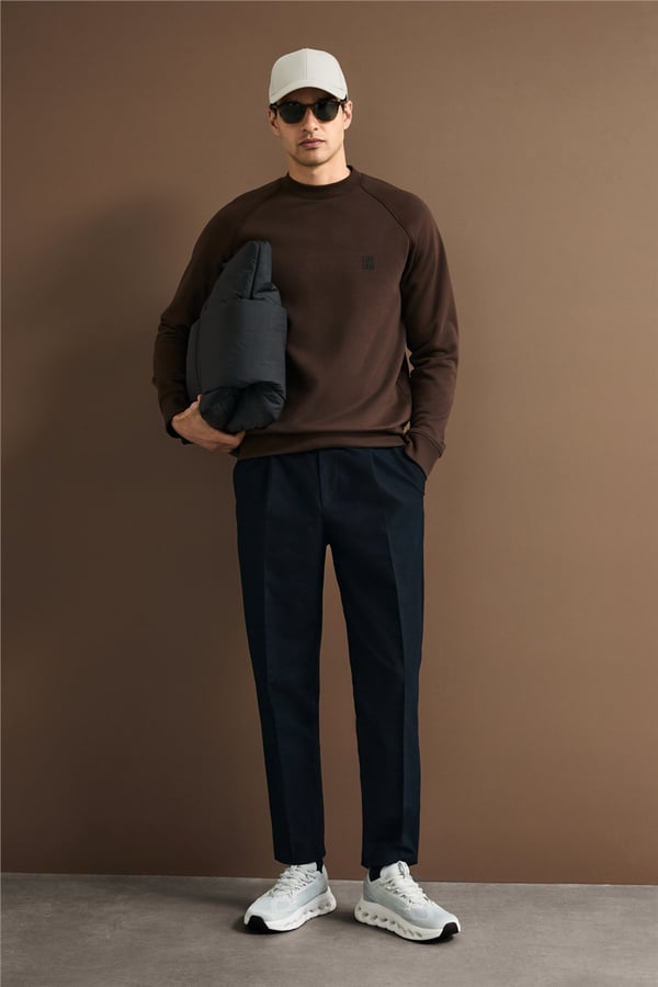 Lufian 112030193 Blake Erkek Sweatshirt Kahverengi