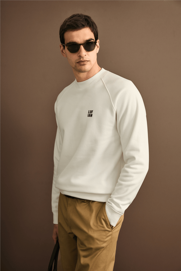 Lufian 112030193 Blake Erkek Sweatshirt Kırık Beyaz