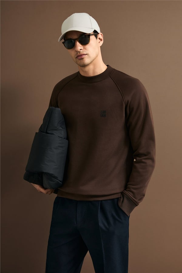 Lufian 112030193 Blake Erkek Sweatshirt Kahverengi