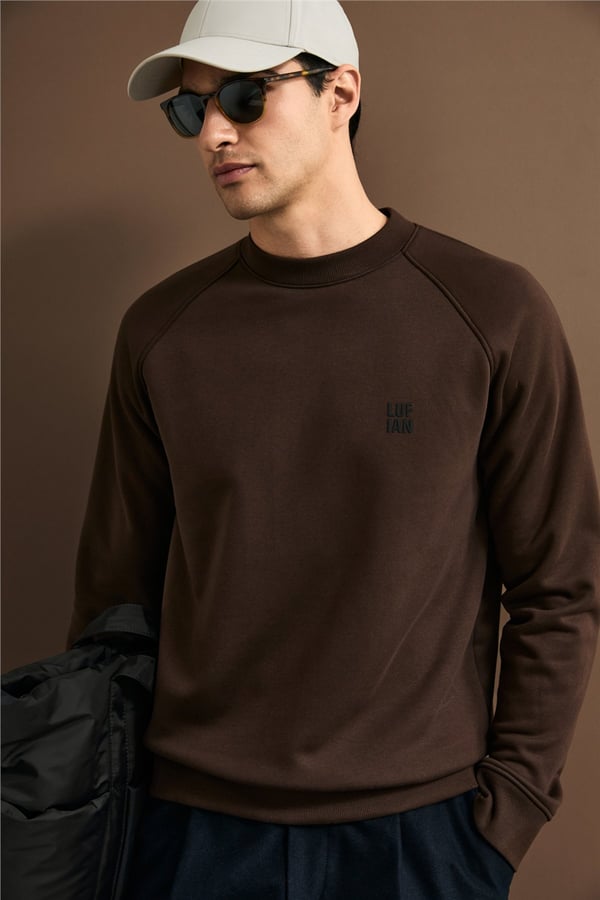 Lufian 112030193 Blake Erkek Sweatshirt Kahverengi