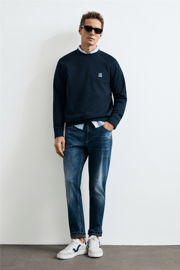 Lufian 112030193 Blake Erkek Sweatshirt Lacivert