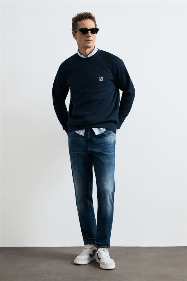 Lufian 112030193 Blake Erkek Sweatshirt Lacivert