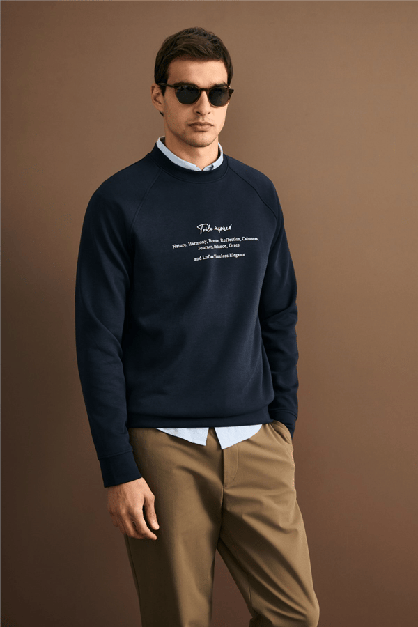 Lufian 112030199 Cole Erkek Sweatshirt Lacivert