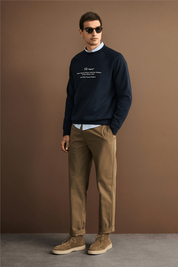 Lufian 112030199 Cole Erkek Sweatshirt Lacivert