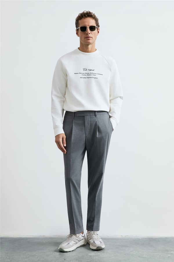 Lufian 112030199 Cole Erkek Sweatshirt Kırık Beyaz