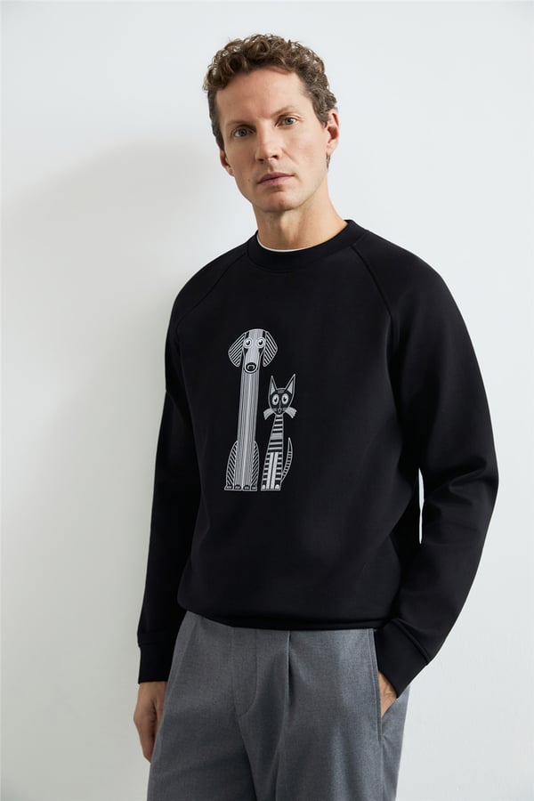Lufian 112030203 Alfred Erkek Sweatshirt Siyah