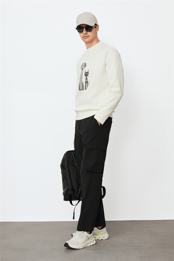Lufian 112030203 Alfred Erkek Sweatshirt Kırık Beyaz