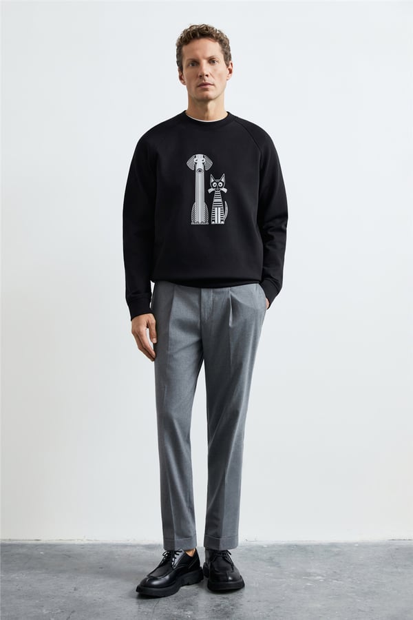 Lufian 112030203 Alfred Erkek Sweatshirt Siyah