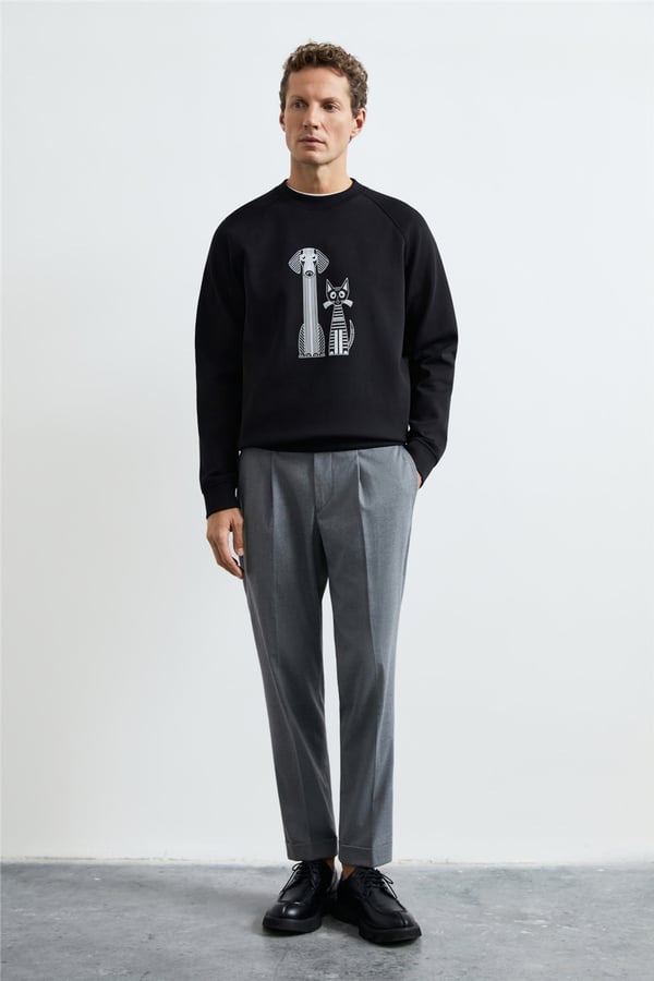 Lufian 112030203 Alfred Erkek Sweatshirt Siyah