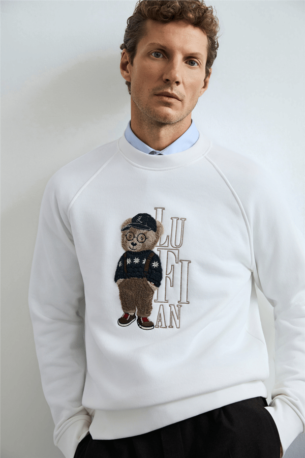 Lufian 112030204 Storm Erkek Sweatshirt Kırık Beyaz