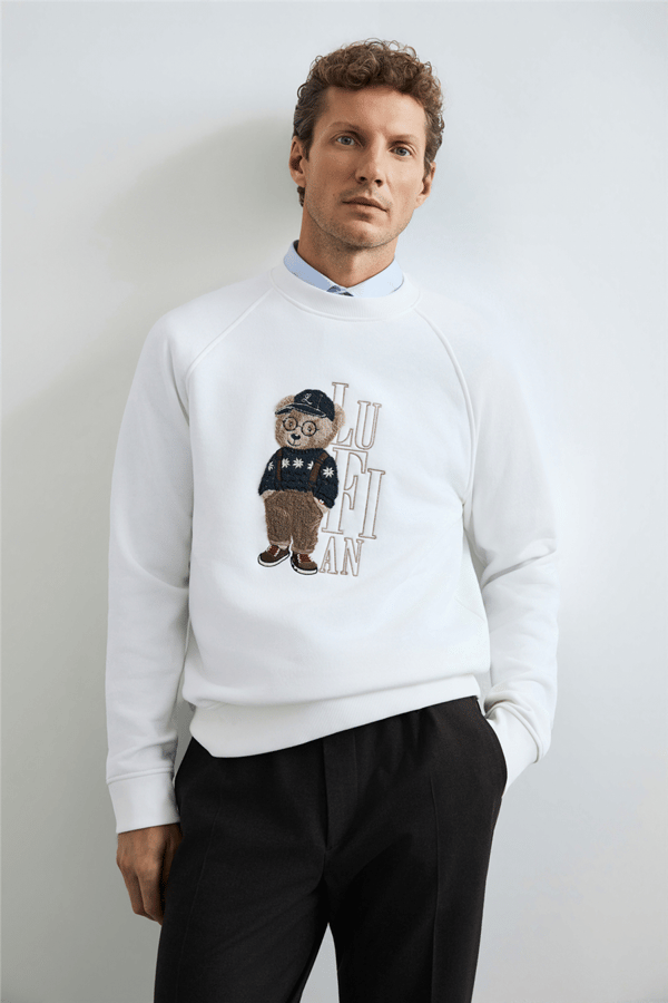 Lufian 112030204 Storm Erkek Sweatshirt Kırık Beyaz