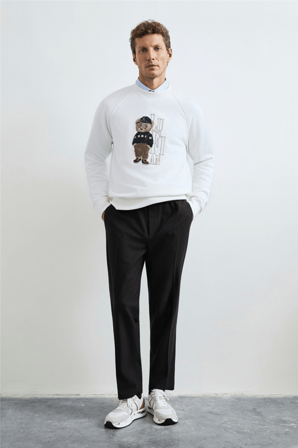 Lufian 112030204 Storm Erkek Sweatshirt Kırık Beyaz