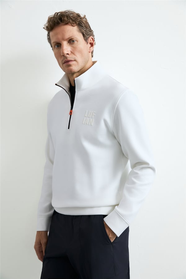 Lufian 112030213 Chase Erkek Sweatshirt Kırık Beyaz