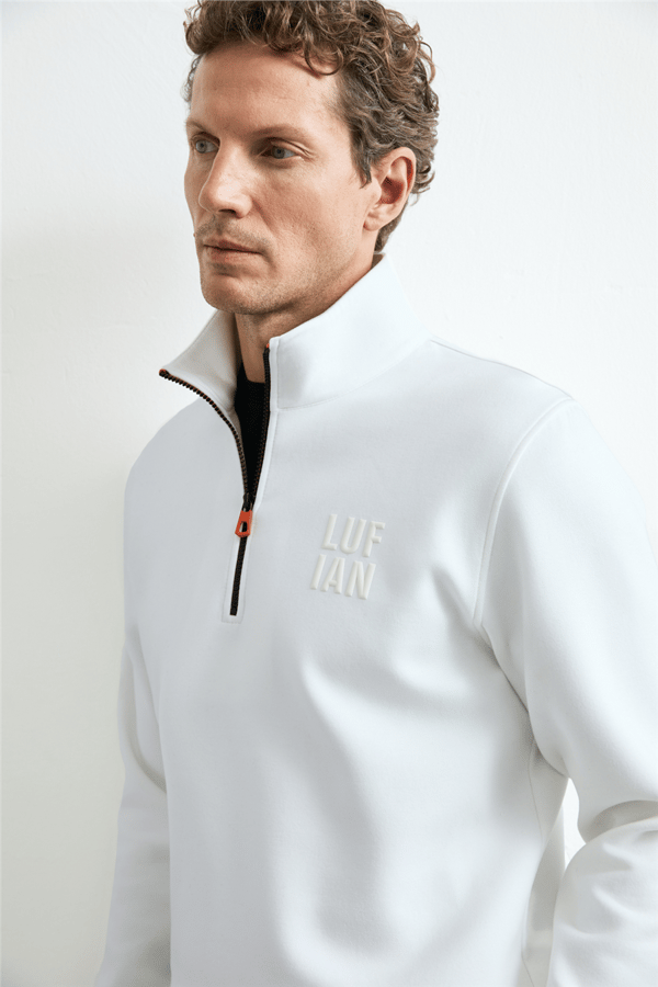 Lufian 112030213 Chase Erkek Sweatshirt Kırık Beyaz