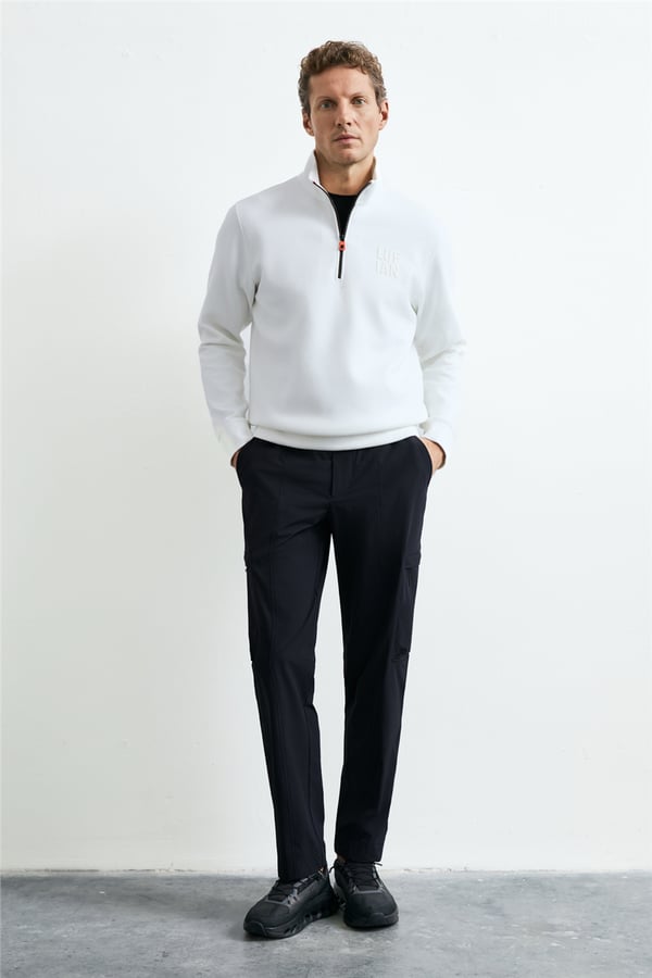 Lufian 112030213 Chase Erkek Sweatshirt Kırık Beyaz