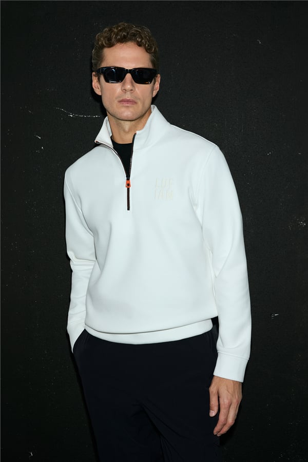 Lufian 112030213 Chase Erkek Sweatshirt Kırık Beyaz