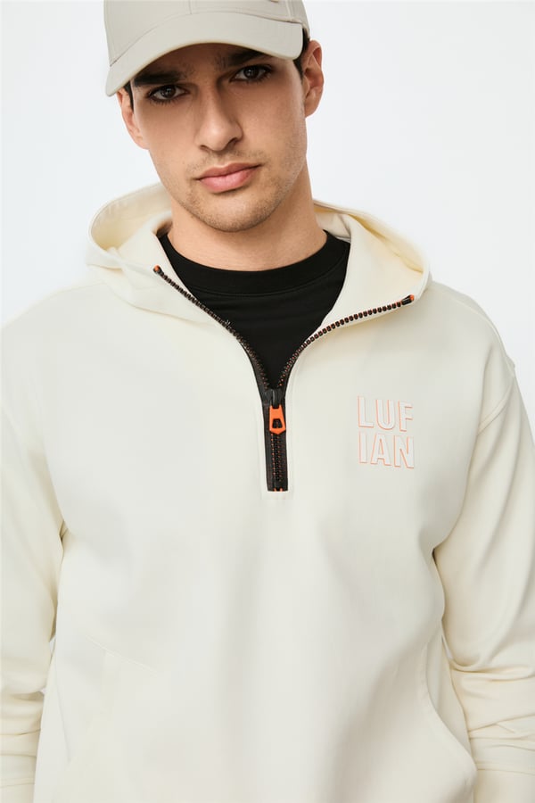 Lufian 112030216 Grayson Erkek Sweatshirt Kırık Beyaz